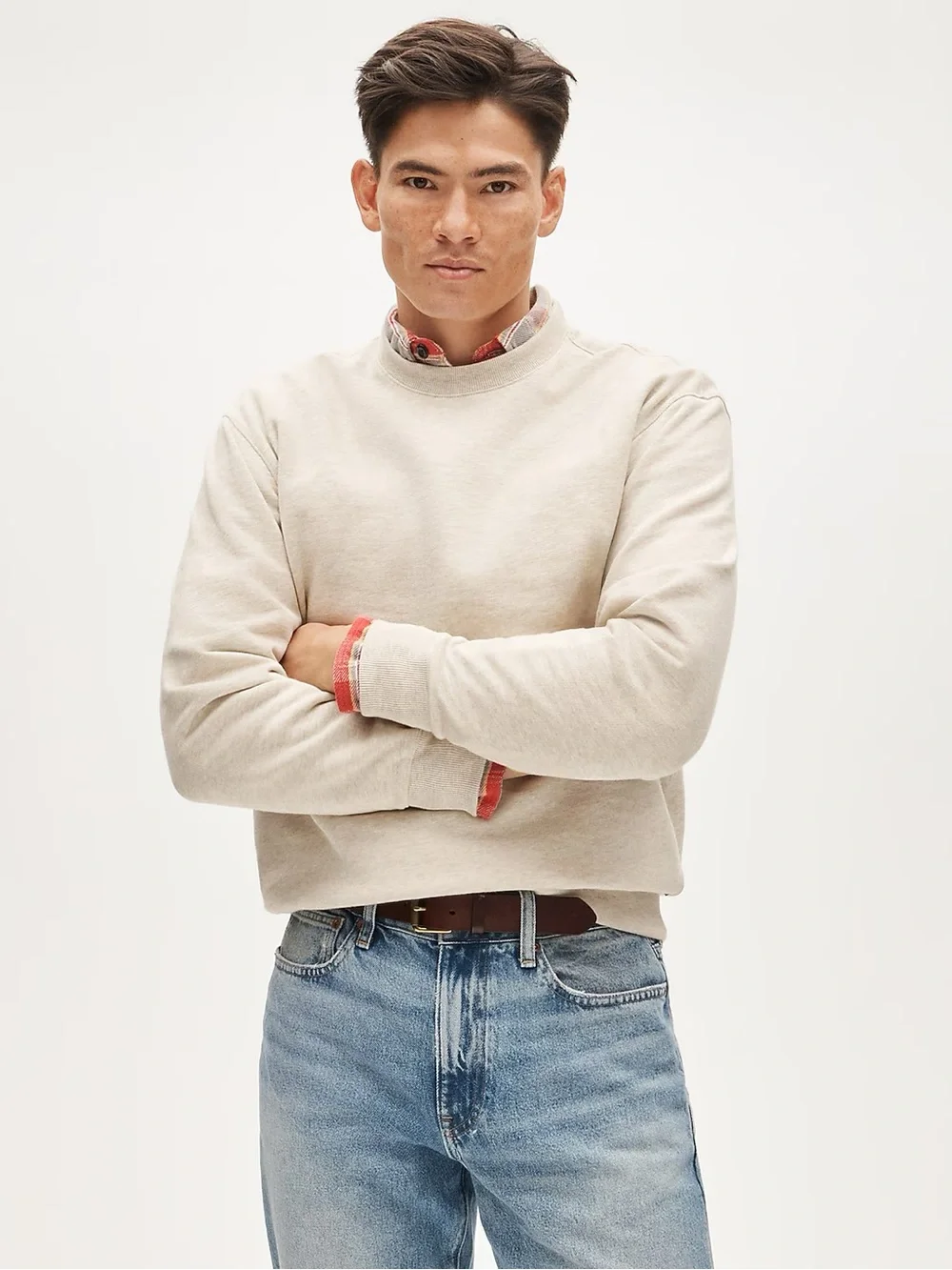 J. CREW '83 fleece crewneck sweatshirt in Heather Ecru Size L $98 CR209
